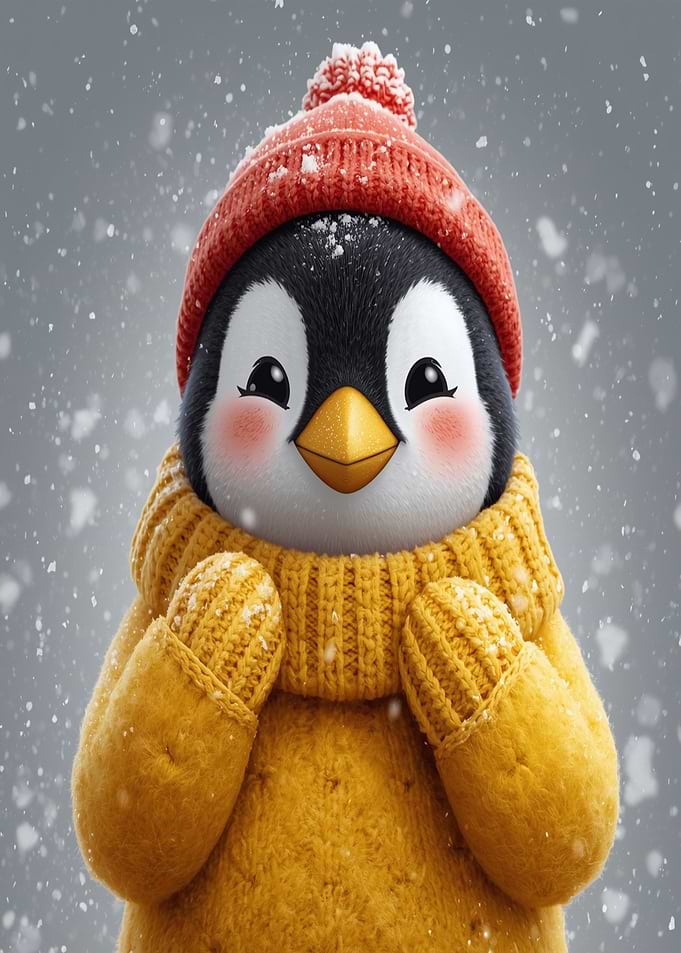 Cute Penguin in Winter Outfit