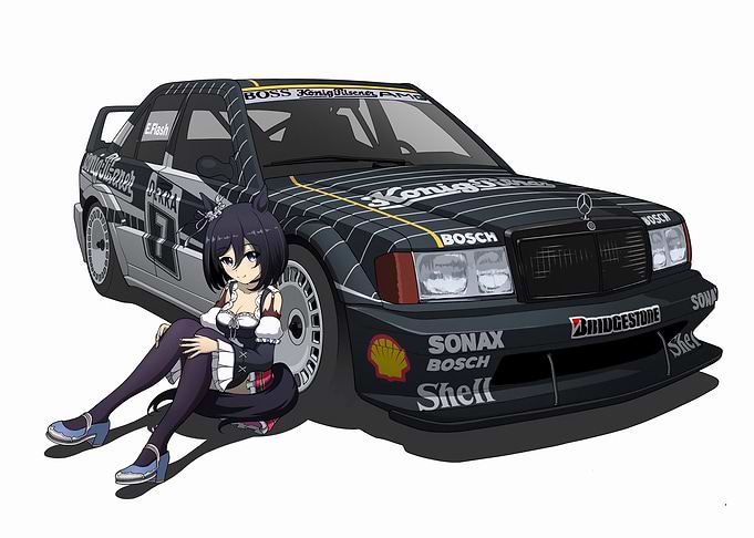 Anime Girl with Mer Racing Car
