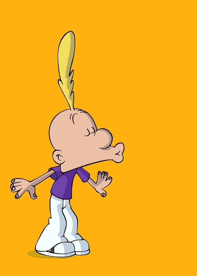 Cartoon character with pursed lips