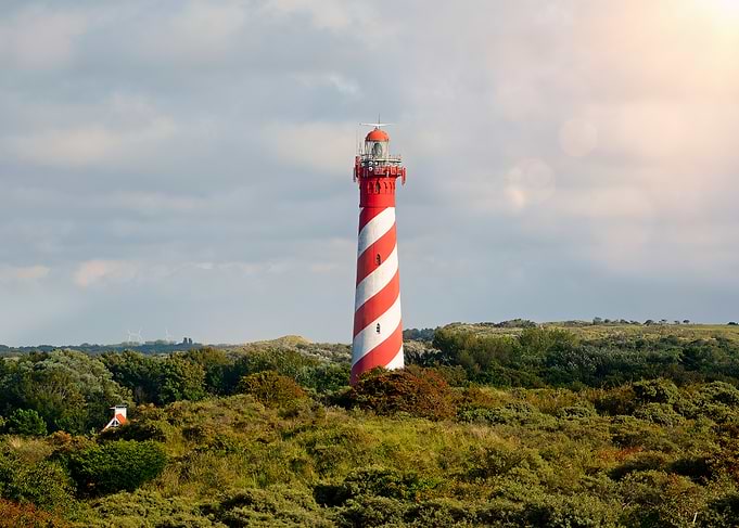 Red and White Striped Lighthouse