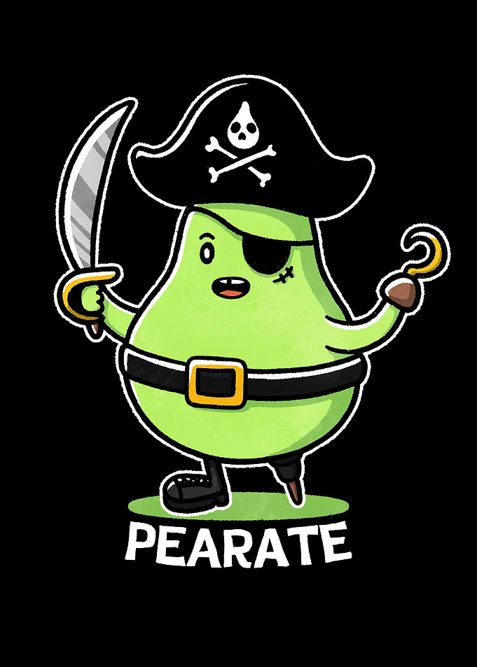 Pearate Cartoon Pirate Pear Illustration