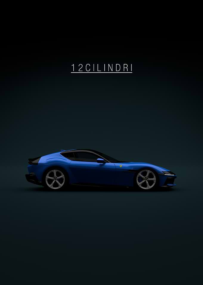 Blue Ferrari 12Cilindri Car