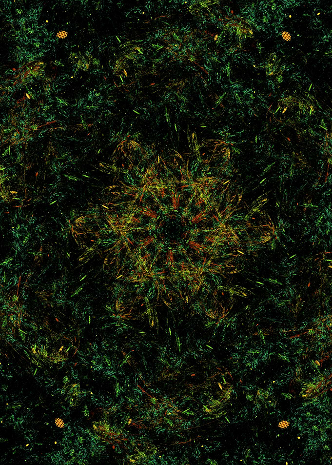 Abstract Green and Gold Fractal Pattern