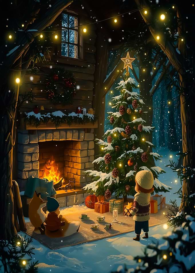 Cozy Christmas Eve in a Cabin