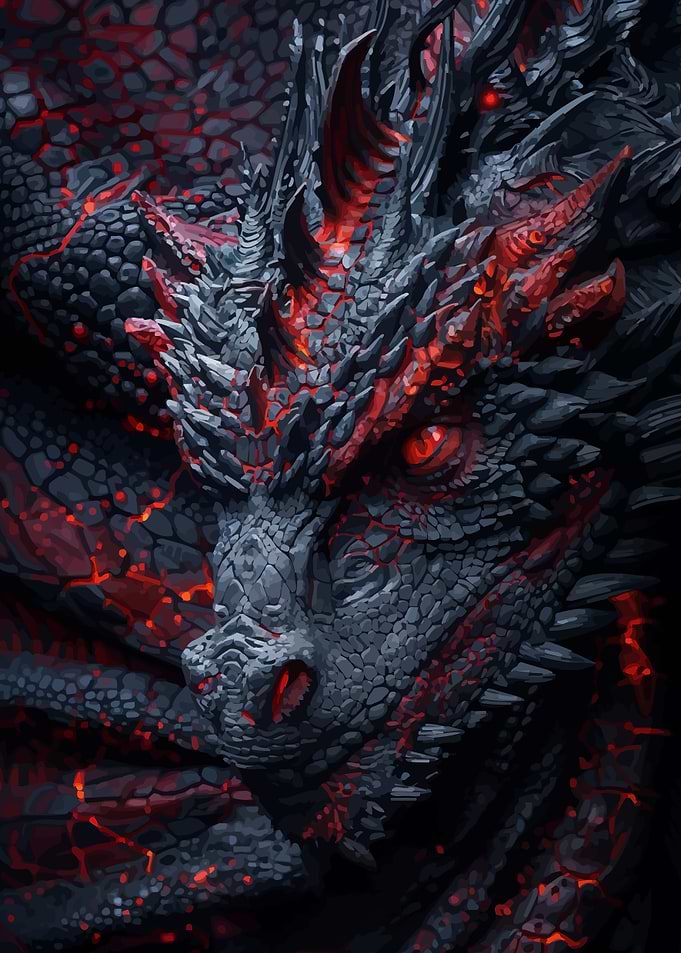 Detailed Dragon Head with Red Accents