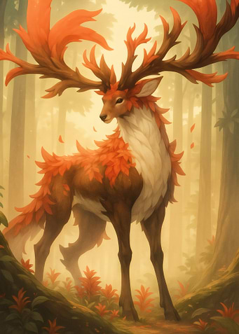 Autumnal Deer in Forest