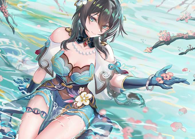 Anime Girl with Cherry Blossoms