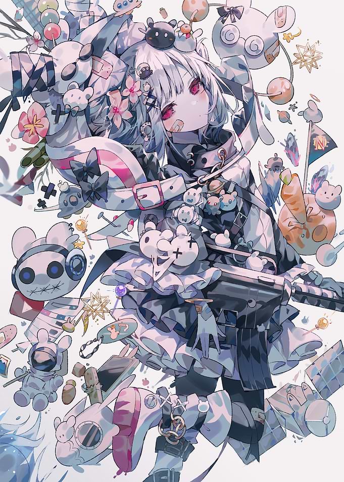 Anime Girl Surrounded by Toys