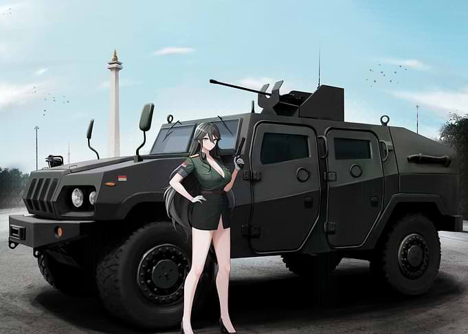 Anime Girl with Military Vehicle