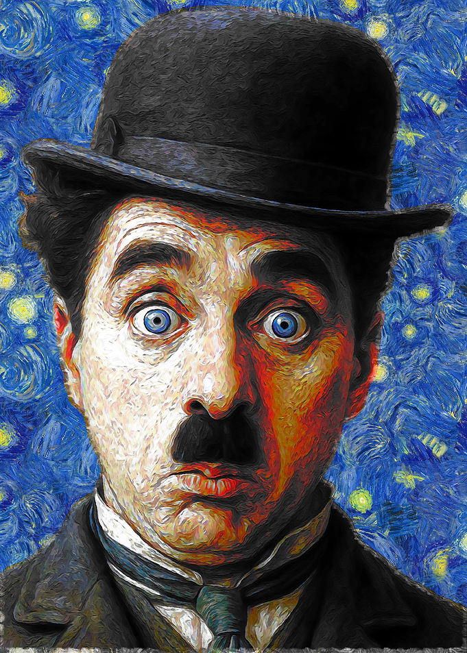 Charlie Chaplin Starry Night Portrait