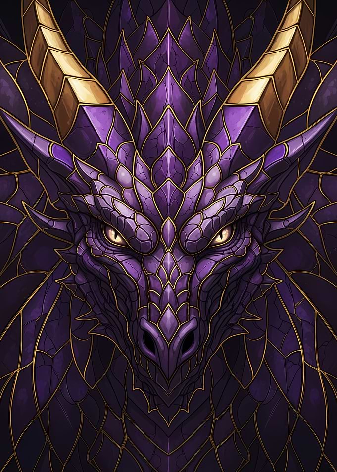 Purple and Gold Dragon Head