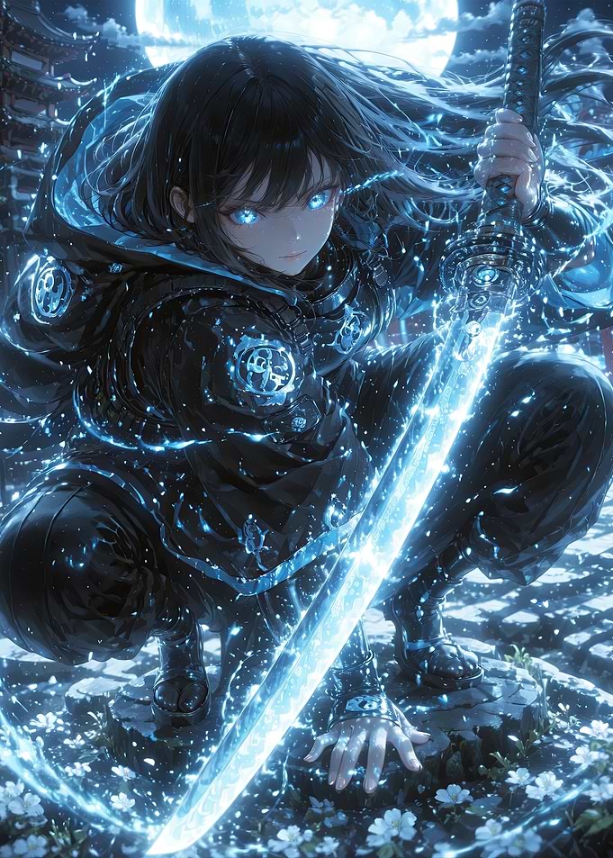 Girl with Glowing Katana