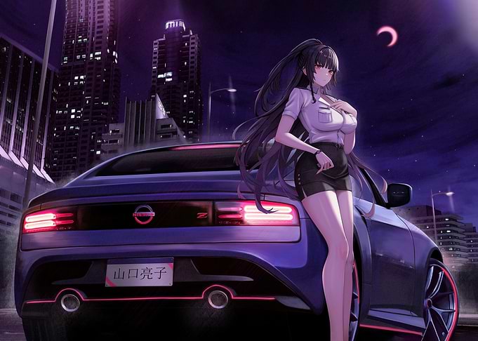 Anime Girl with Nissan Z Car