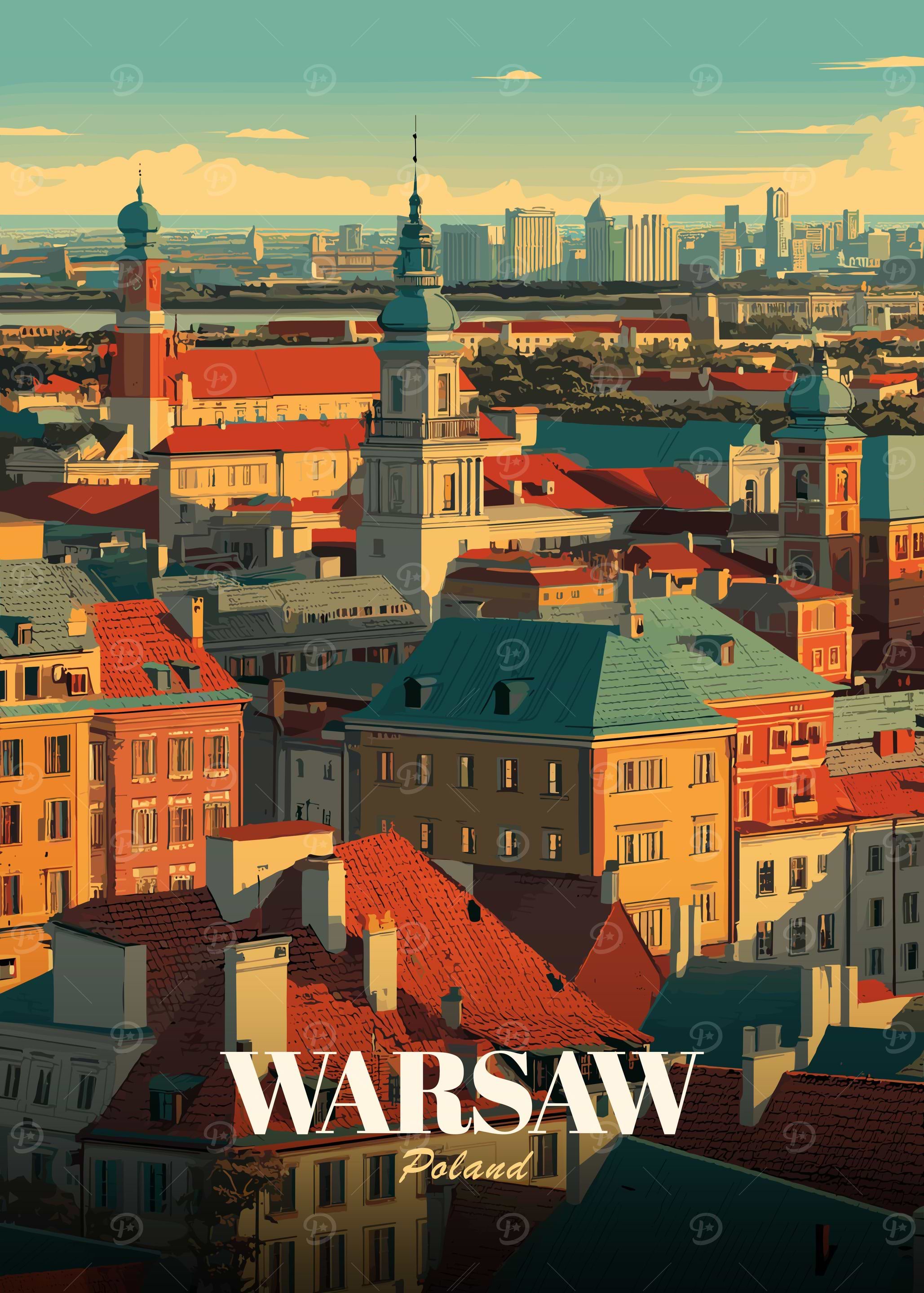 Warsaw, Poland Cityscape Illustration