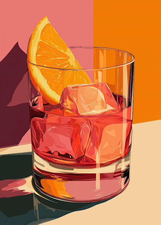 Negroni Cocktail with Orange Slice