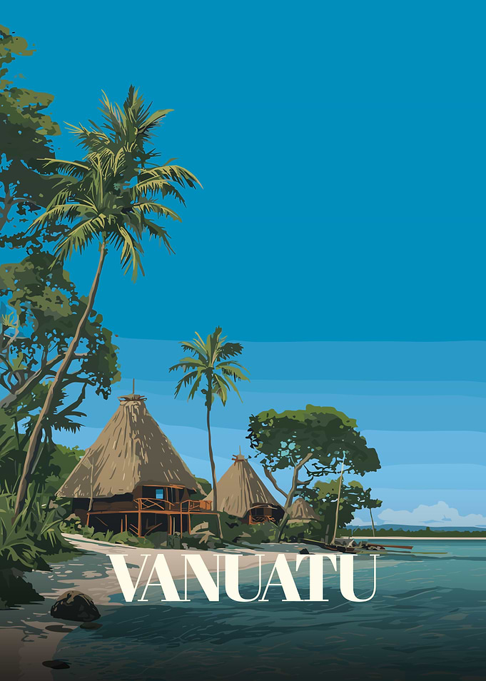 Vanuatu travel poster art