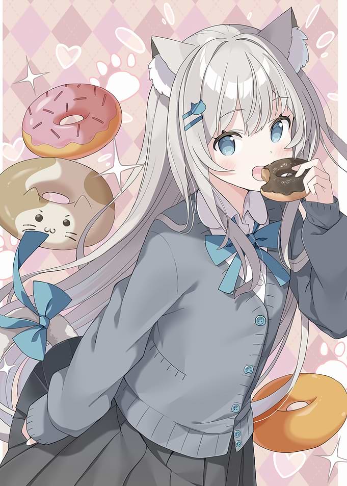 Anime Girl with Donuts
