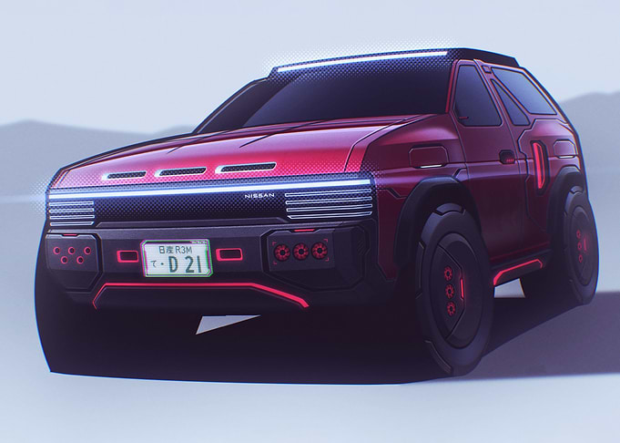 Futuristic Red Nissan SUV Concept