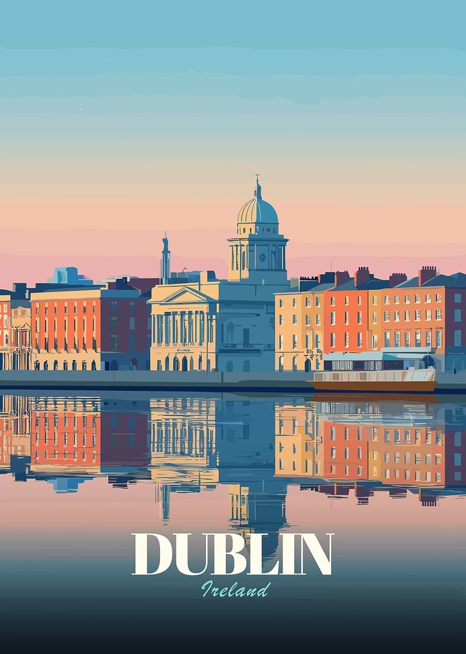 Dublin Ireland Cityscape Reflection Art