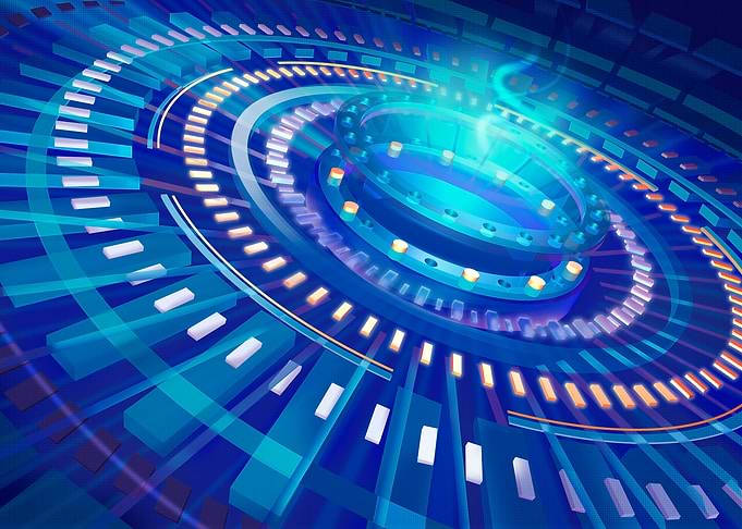 Abstract Blue Circular Technology