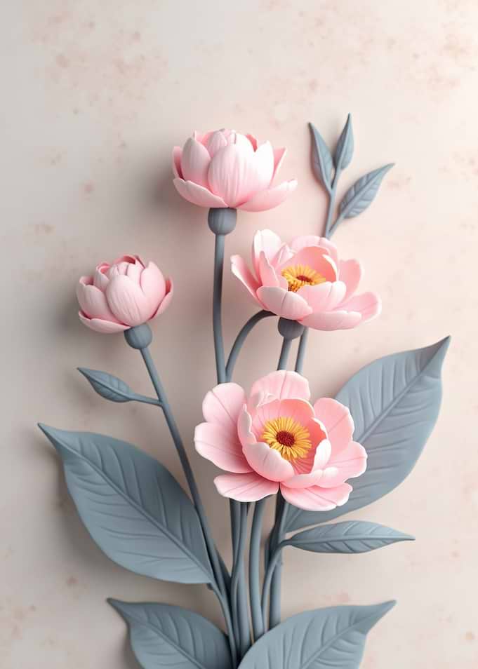 Pink Flowers with Gray Leaves