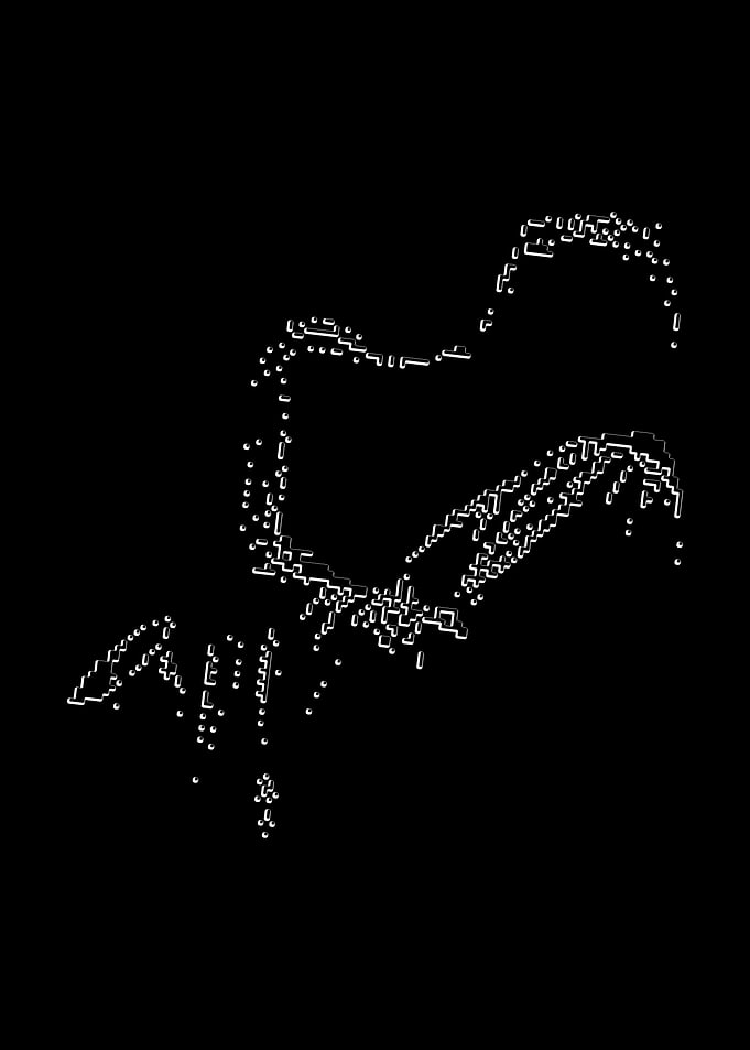 saxophone Abstract White Line Art on Black
