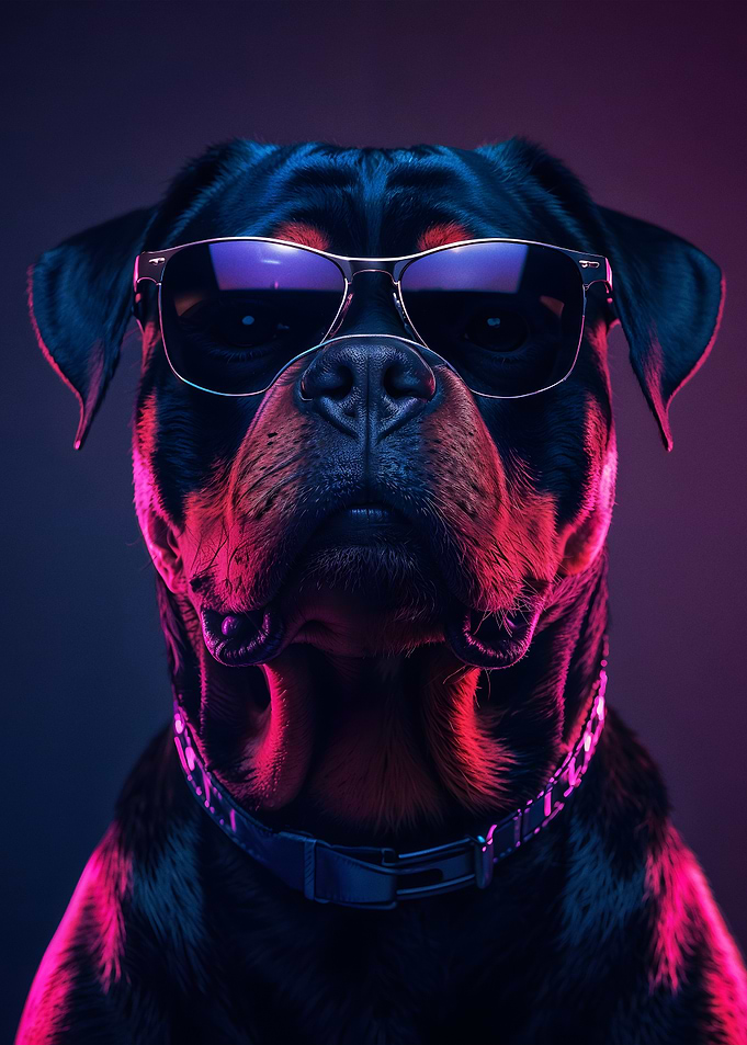 Cool Rottweiler with Sunglasses Portrait
