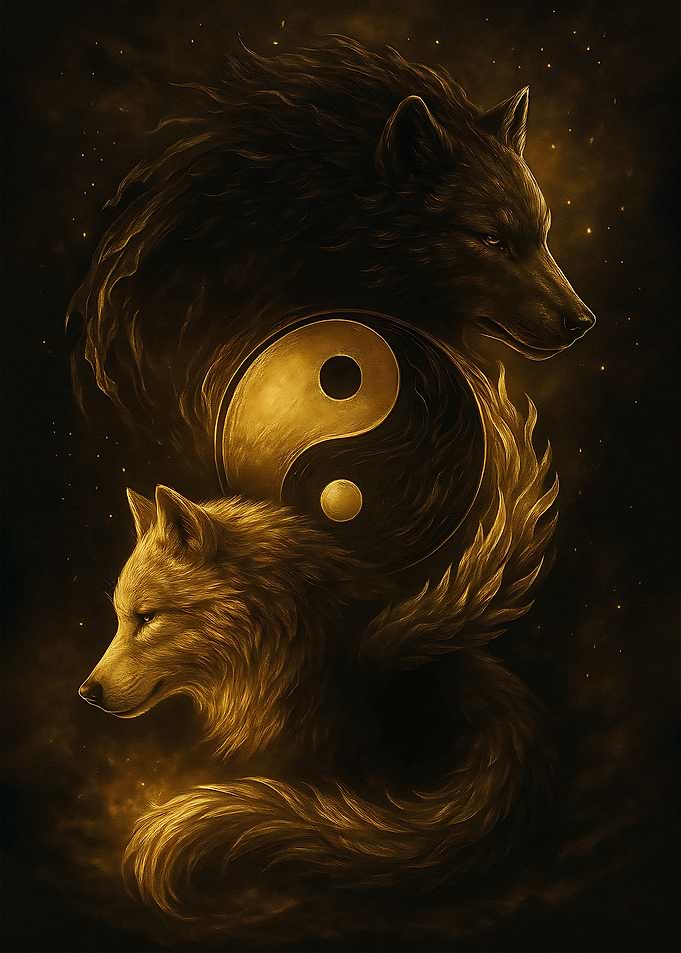 Yin Yang Wolves Digital Art