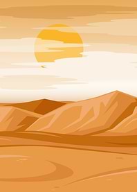 Cartoon Desert Landscape with Sun