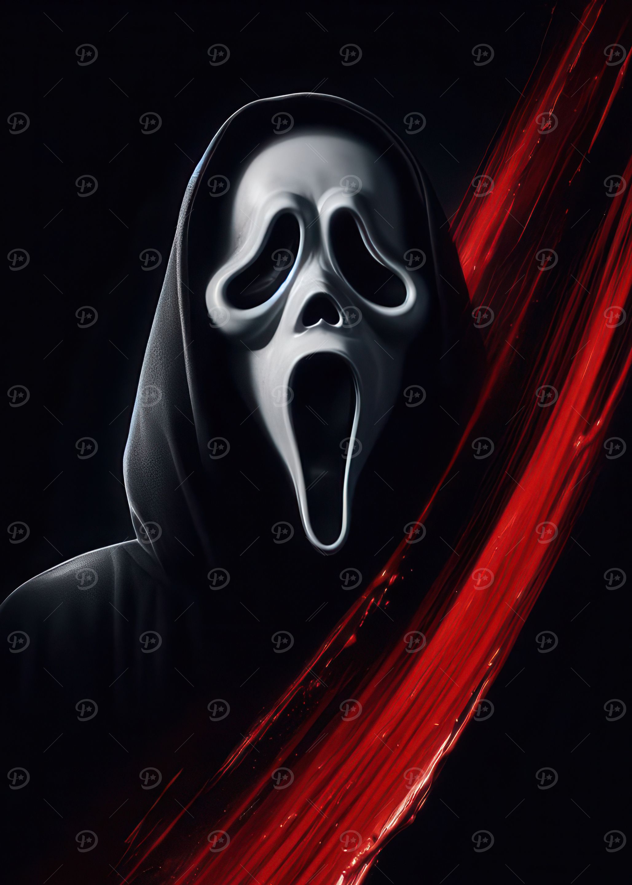 Ghostface Mask with Red Streak