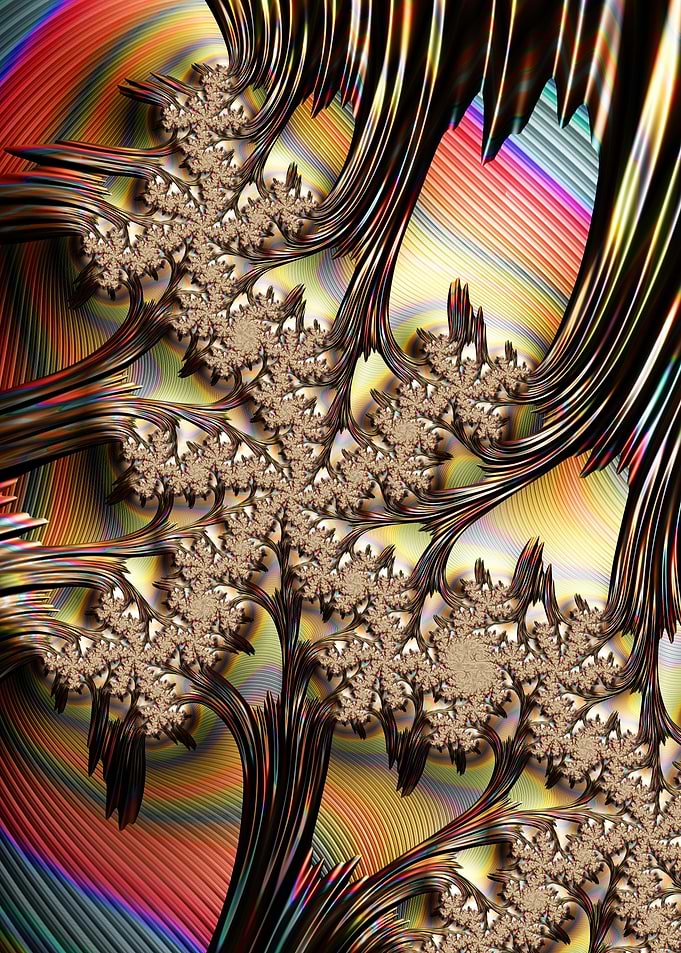 Fractal Tree with Rainbow Background