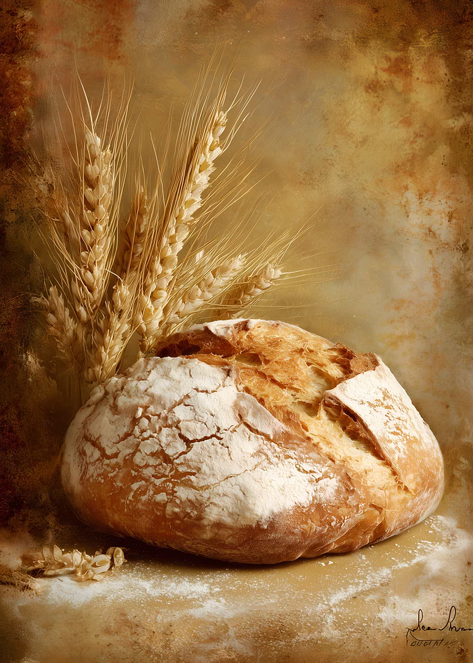 Rustic Bread with Wheat Stalks