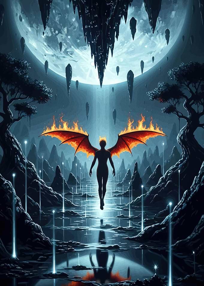 Fiery Wings Fantasy Landscape