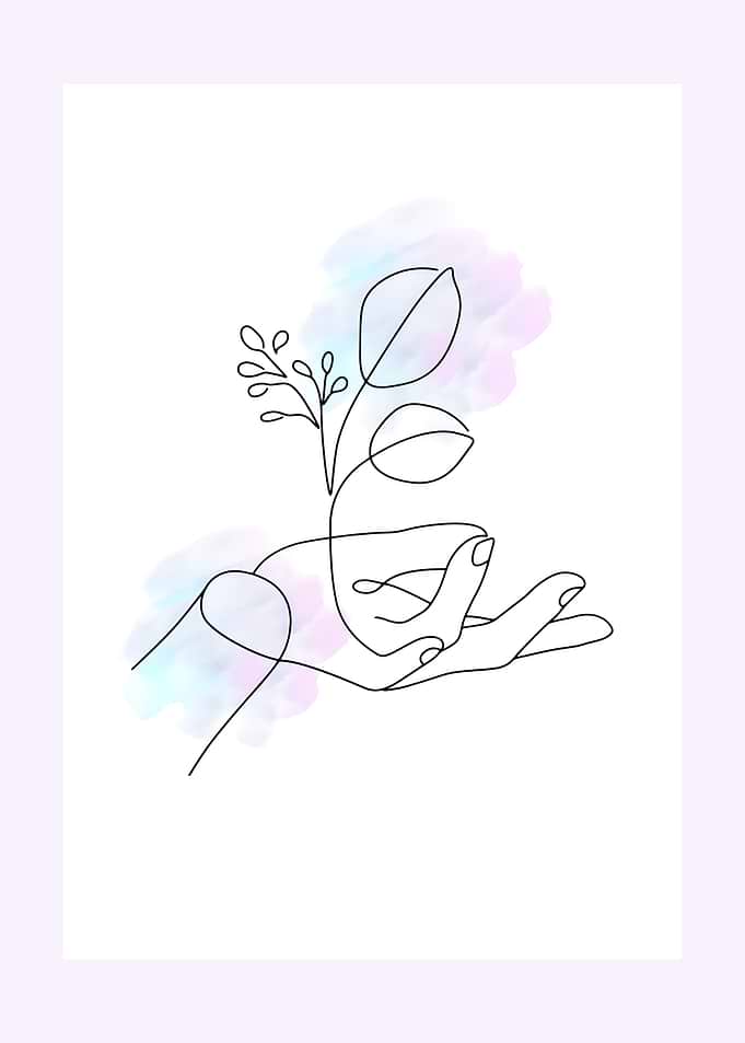Hand Holding Plant Line Art