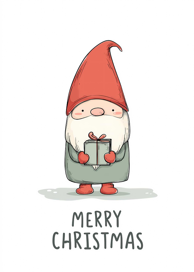 Merry Christmas Gnome with Gift