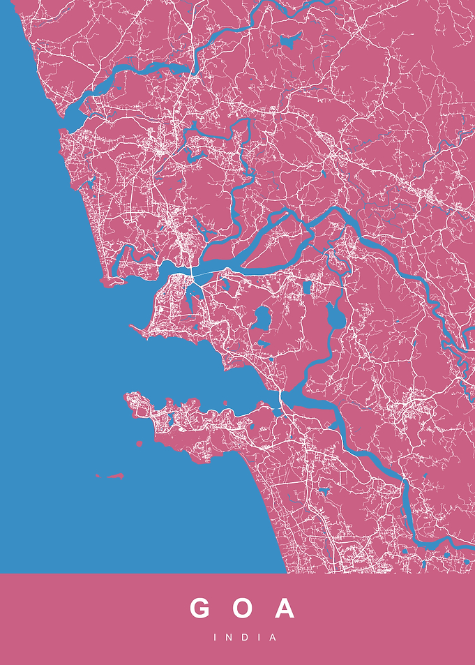 Goa, India Map Art Print