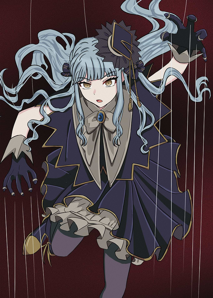 Anime Girl Marionette with Blue Hair