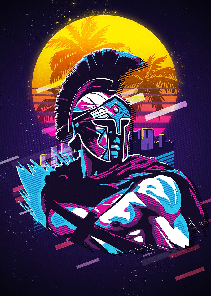 Retro Spartan Warrior Digital Art