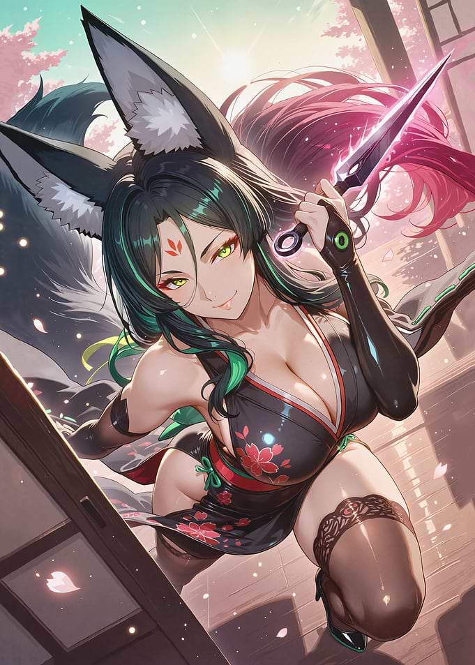 Anime Fox Girl with Kunai