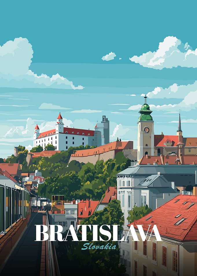 Bratislava, Slovakia Cityscape Illustration