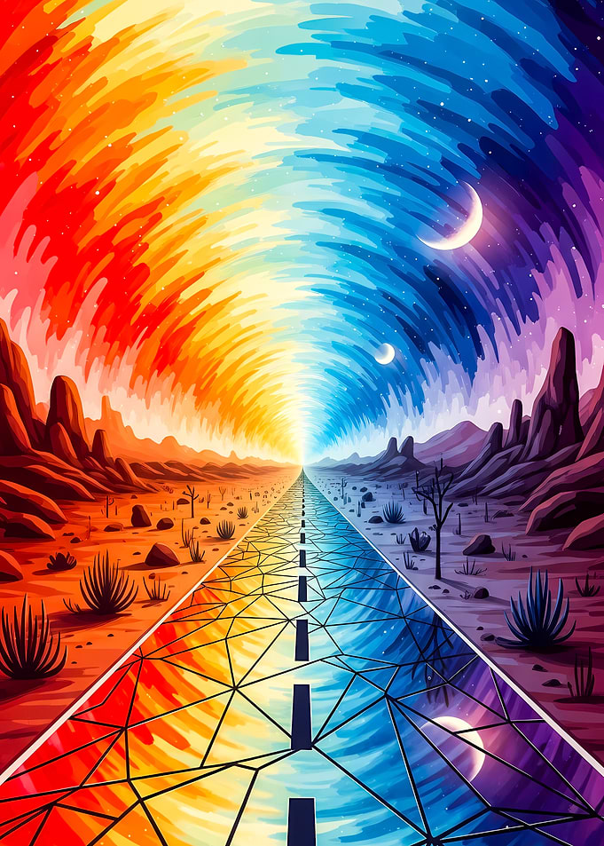 Desert Road Day and Night