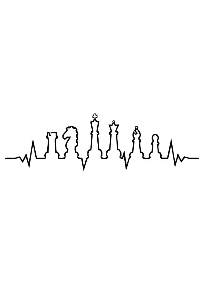 Chess Heartbeat Line Art