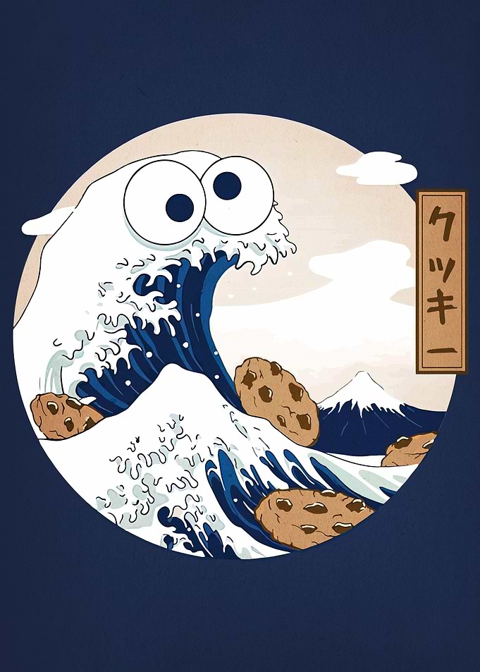 Cookie Monster Great Wave Parody