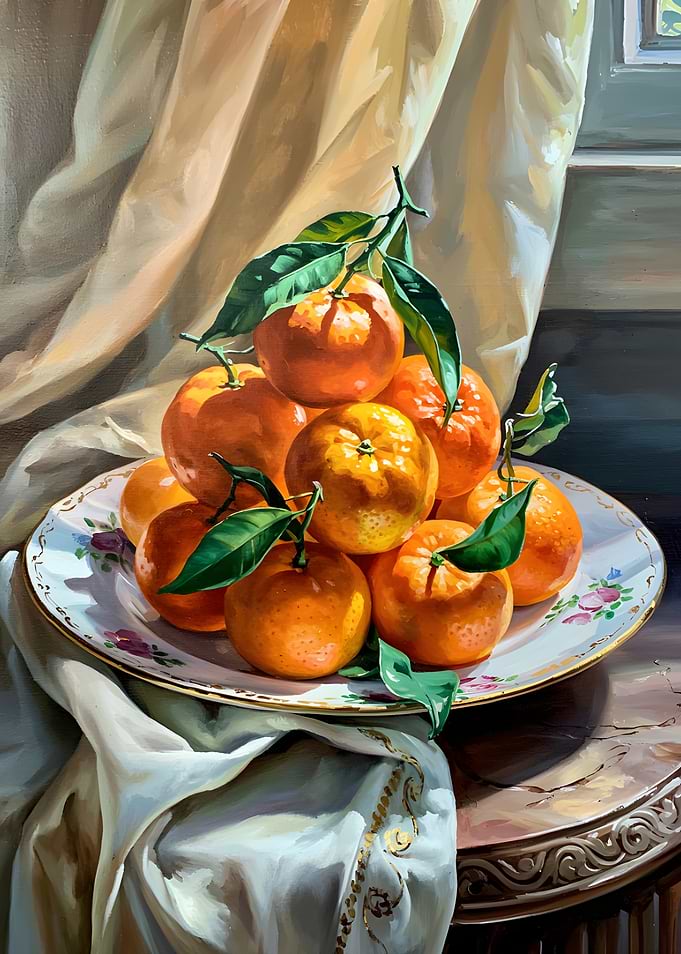 Still Life with Oranges and Leaves