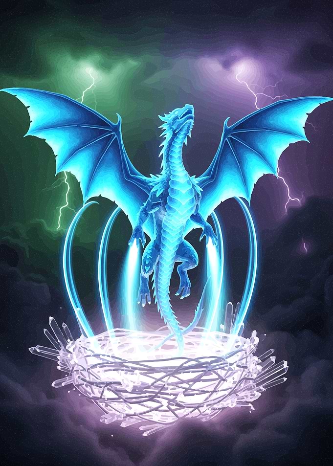 Blue Dragon on Crystal Nest
