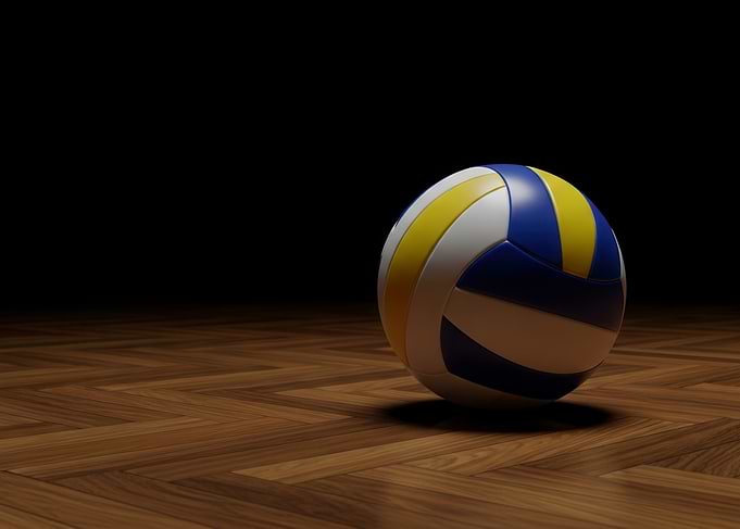 Volleyball on Wooden Floor