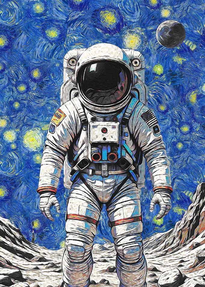 Astronaut on the Moon, Starry Night