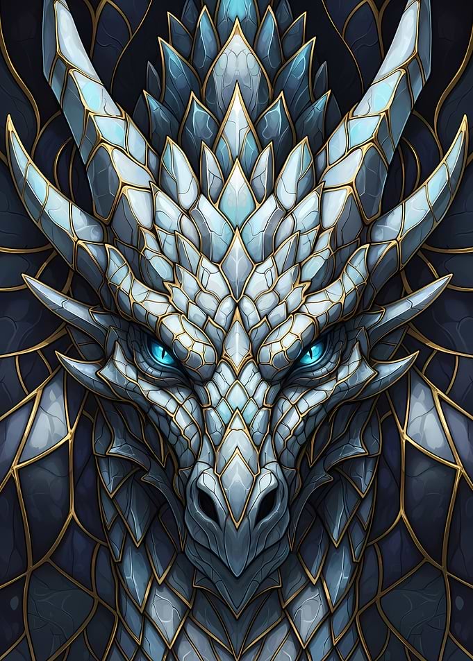 Detailed Dragon Head with Blue Eyes