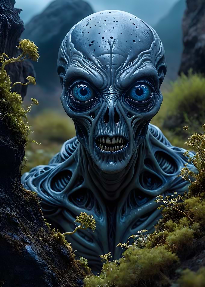 Blue Alien Creature in Natural Setting