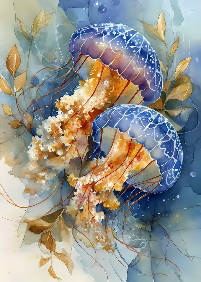 Watercolor Jellyfish Art